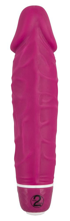 Ярко-розовый вибратор-реалистик Vibra Lotus - 15,5 см. - силикон