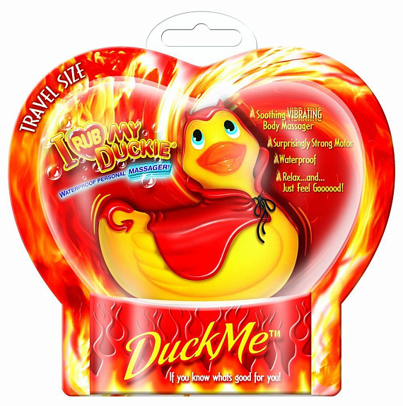 Вибратор утка-дьяволенок I Rub My Duckie Red Devil Travel Size - анодированный пластик (ABS)