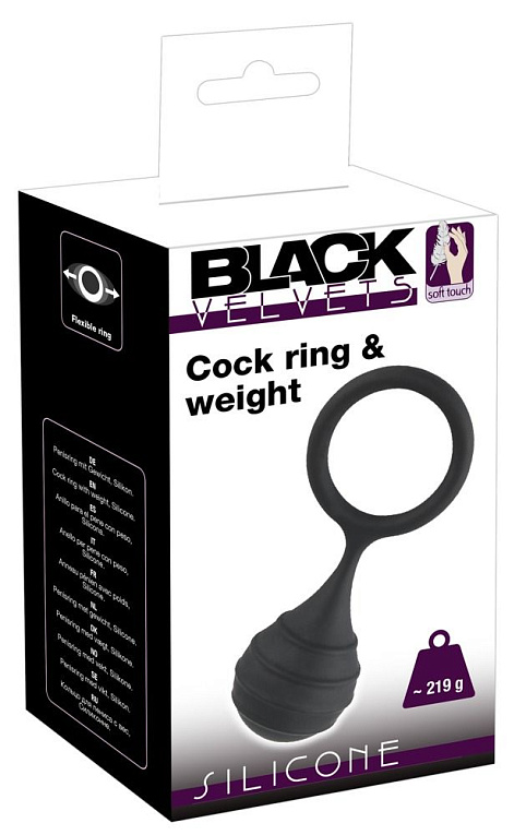 Черное силиконовое кольцо Cock ring   weight с утяжелением - силикон