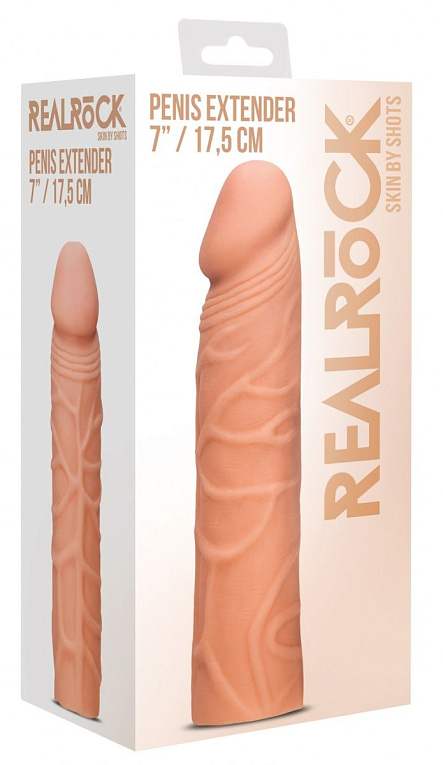 Телесная увеличивающая насадка Penis Extender - 17,5 см. - термопластичный эластомер (TPE)