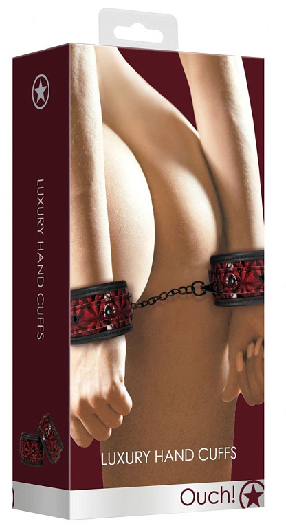 Красно-черные наручники Luxury Hand Cuffs Shots Media BV