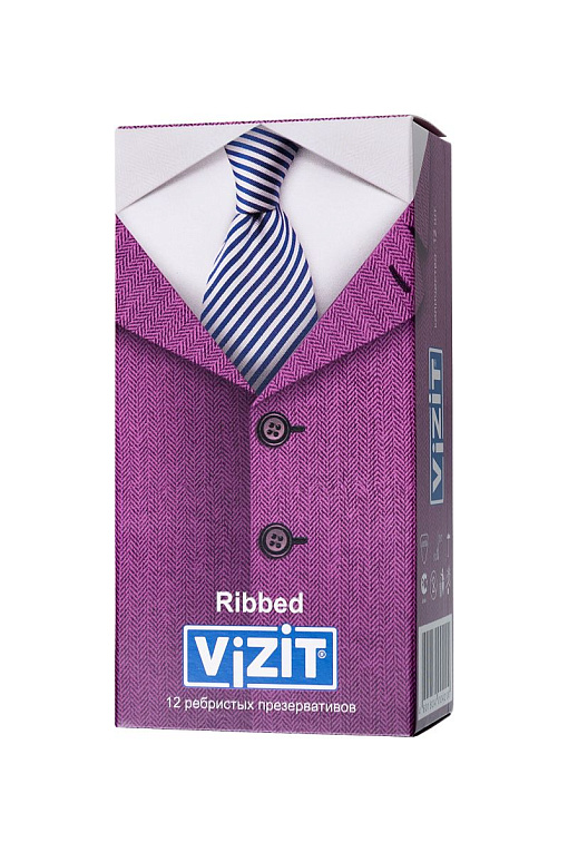 Ребристые презервативы VIZIT Ribbed - 12 шт. - латекс