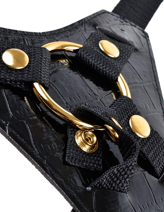 Чёрный с золотом женский страпон Designer Strap-On от Intimcat