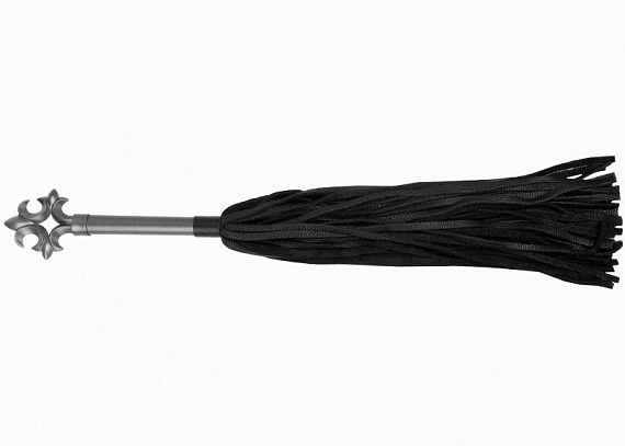 Черная многохвостовая плеть с витой ручкой - 63 см. от Intimcat