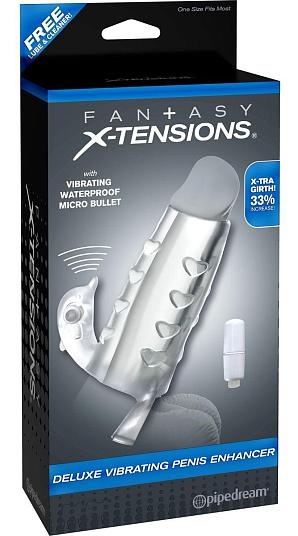 Прозрачная вибронасадка  Deluxe Vibrating Penis Enhancer - 13 см.