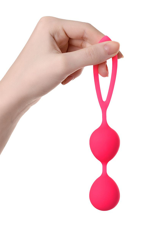 Ярко-розовые вагинальные шарики с петелькой от Intimcat