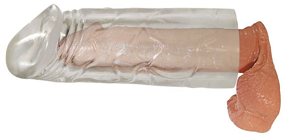 Удлиняющая насадка на пенис Mega Dick Sleeve Transparent - термопластичный эластомер (TPE)
