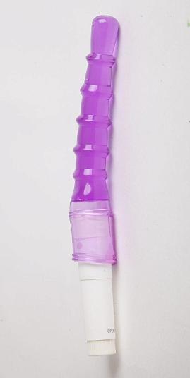 Фиолетовый анальный вибратор с рёбрышками - 23 см.