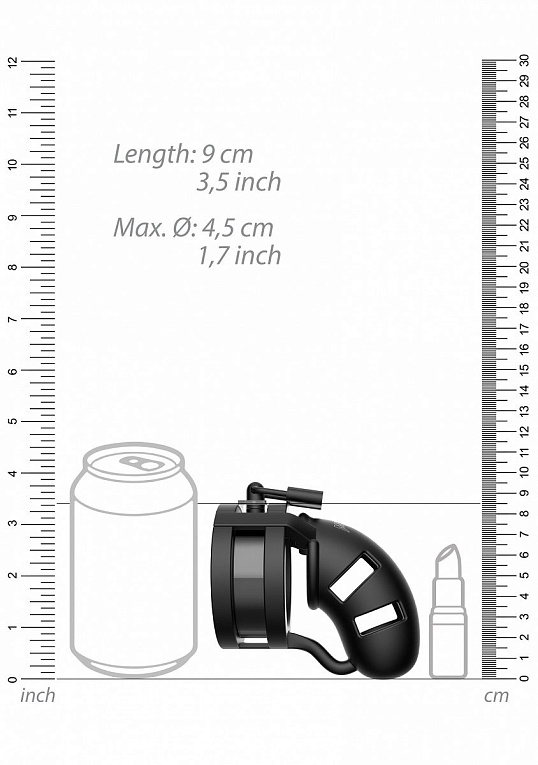 Черный мужской пояс верности Silicone Cage Ballsplitter Model 18 Chastity 3.5 - фото 5