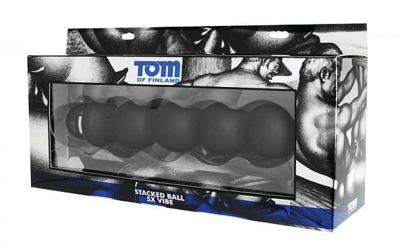 Анальный вибромассажер Tom of Finland Stacked Ball 5 Mode Vibe - 24 см. - силикон