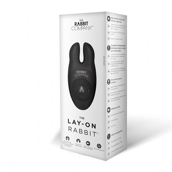 Черный вибростимулятор с ушками The Lay-on Rabbit The Rabbit Company