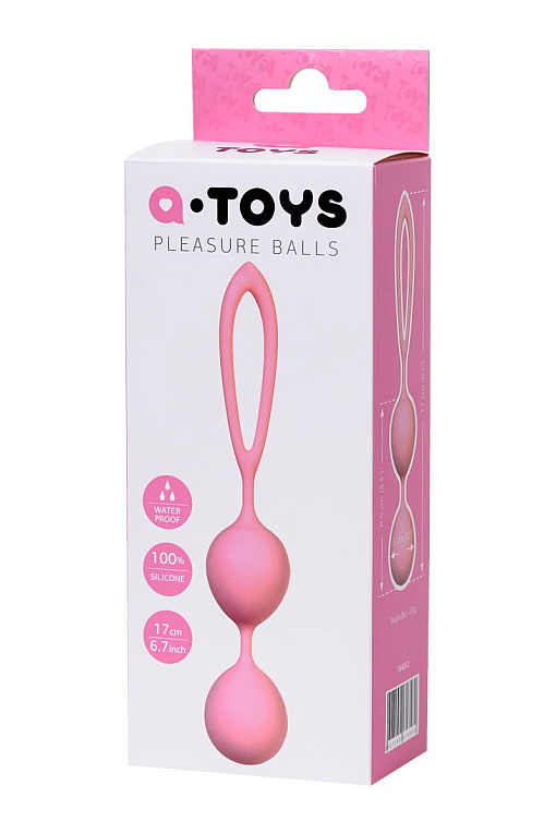 Розовые силиконовые вагинальные шарики с ограничителем-петелькой A-toys
