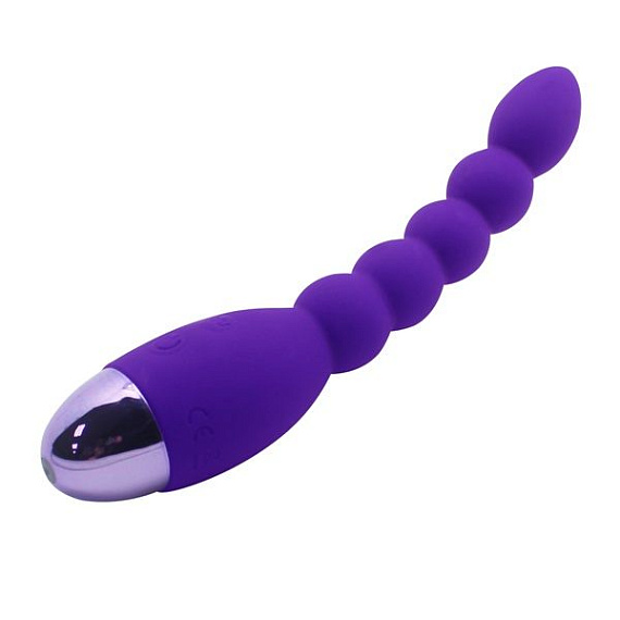 Фиолетовый анальный вибростимулятор Lovers Beads - 19 см. - силикон