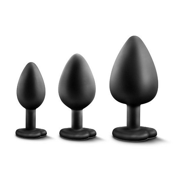 Набор из 3 черных анальных пробок с радужным кристаллом Bling Plugs Training Kit - фото 5