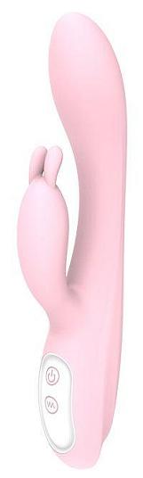 Розовый вибратор HEATING BUNNY с функцией нагрева - 18,5 см.