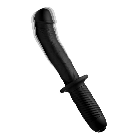 Черный вибратор The Large Realistic 10X Silicone Vibrator with Handle - 30,5 см. - силикон