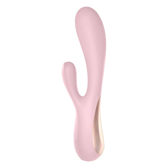 Розовый вибратор-кролик Satisfyer Mono Flex с управлением через приложение - 20,4 см. - силикон
