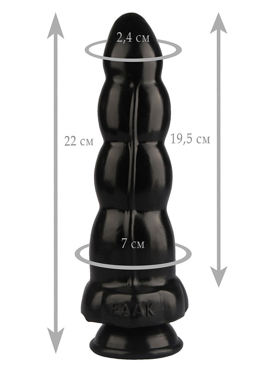 Черная анальная втулка-елочка - 22 см. - эластомер (полиэтилен гель)