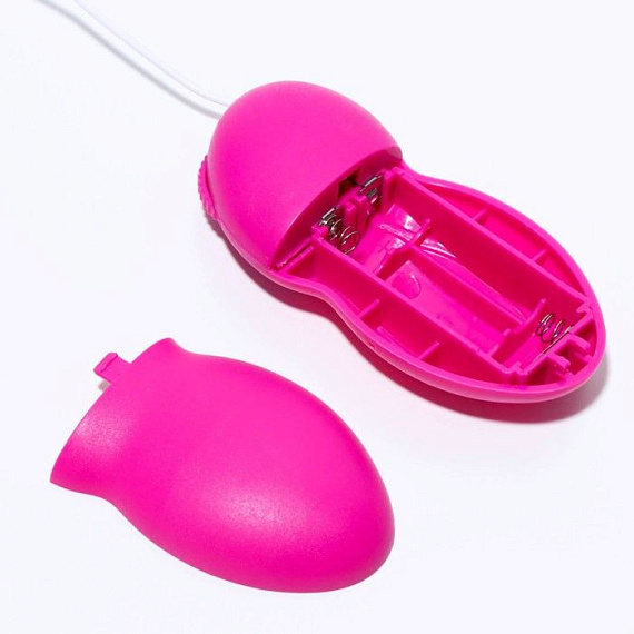 Ярко-розовое виброяйцо с выносным проводным пультом - анодированный пластик (ABS)
