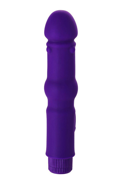 Фиолетовый вибратор с утолщением посередине и клиторальным зайчиком - 18 см. - фото 6