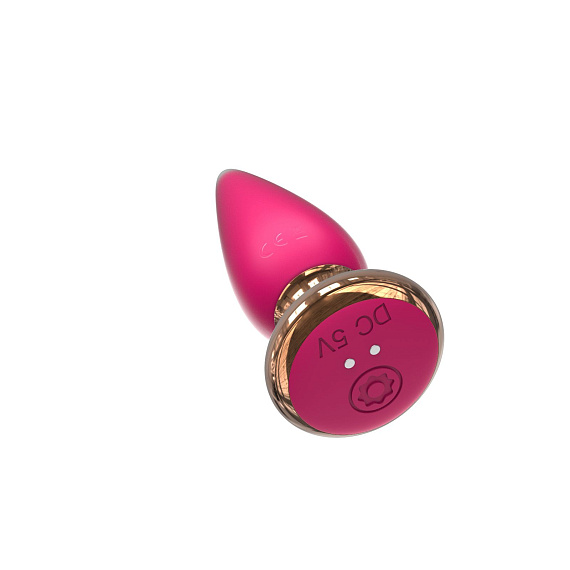 Розовая анальная вибропробка Anal Plug с пультом ДУ - 12 см. - силикон