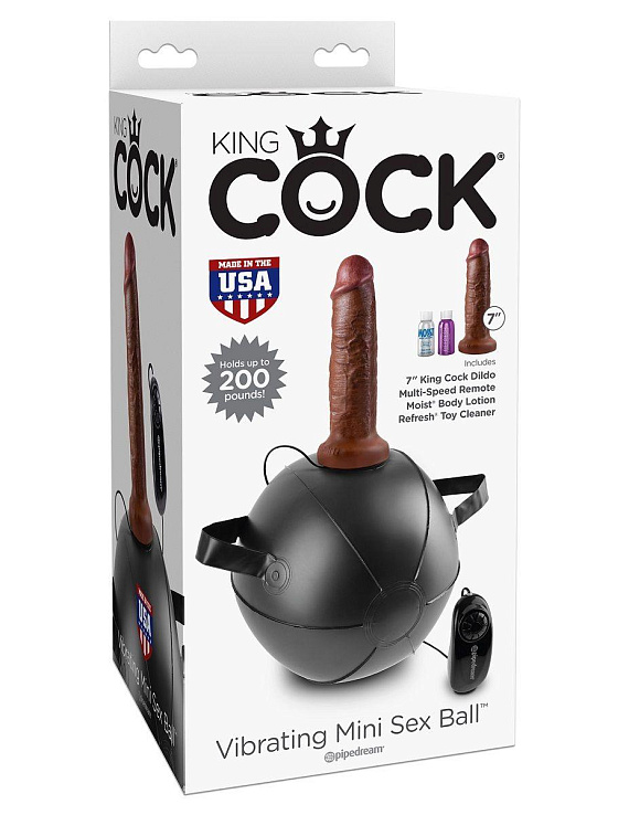 Мини-мяч с фаллической насадкой коричневого цвета и вибрацией Vibrating Mini Sex Ball with 7  Dildo - 17,7 см. Pipedream