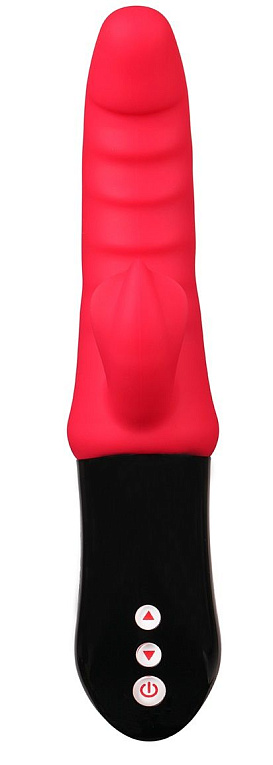 Красный вибростимулятор-кролик Ribbed Punch - 23,7 см. - силикон