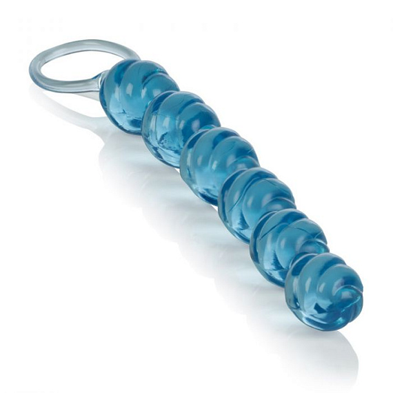Голубая анальная цепочка Swirl Pleasure Beads - 20 см. - поливинилхлорид (ПВХ, PVC)