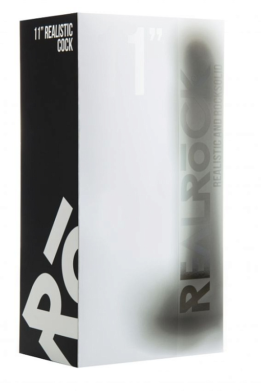 Чёрный фаллоимитатор Realistic Cock 11  With Scrotum - 29,5 см. - термопластичная резина (TPR)