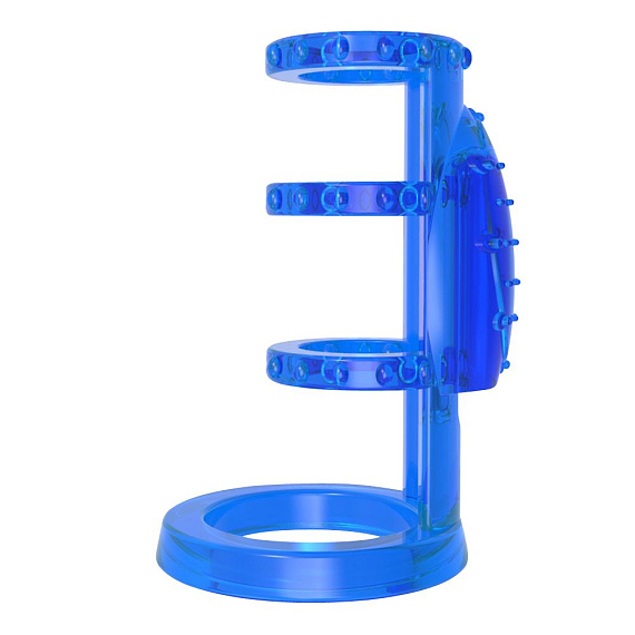 Синяя насадка-клетка с вибрацией Vibrating Cock Cage - 7,6 см. от Intimcat