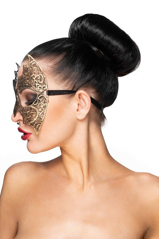 Золотистая карнавальная маска  Алиот - 100% полиэстер
