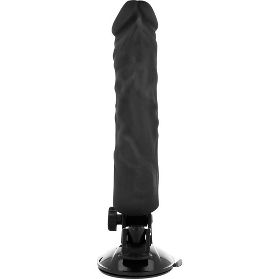 Черный вибратор на мощной присоске Basecock Realistic Vibrator - 21 см. DreamLove