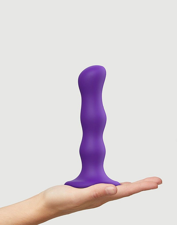 Фиолетовая насадка Strap-On-Me Dildo Geisha Balls size M - силикон