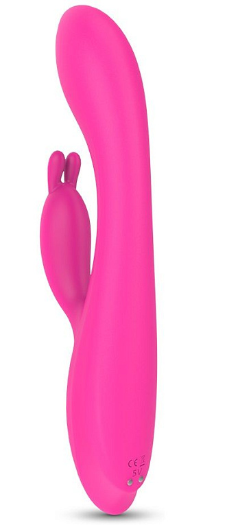 Розовый вибратор-кролик с функцией нагрева - 21,8 см. - силикон