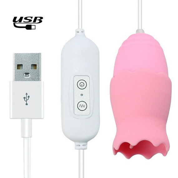 Розовые, работающие от USB виброяйца - классическое и с подвижным язычком - силикон