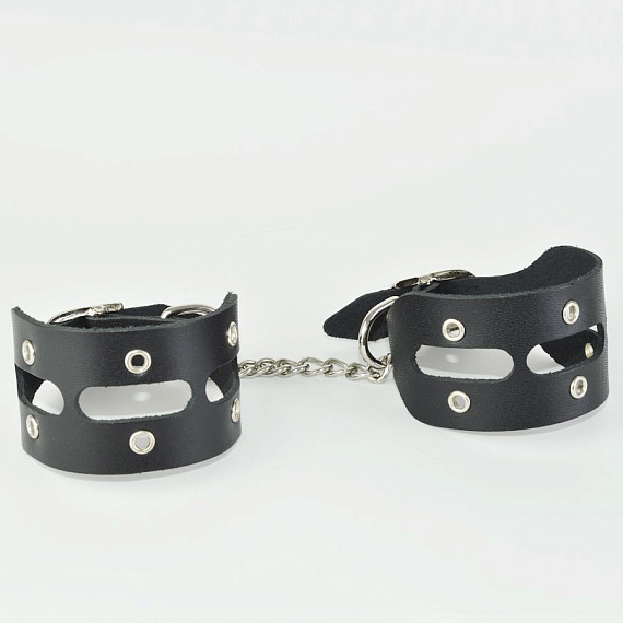Черные кожаные наручники   Лира от Intimcat