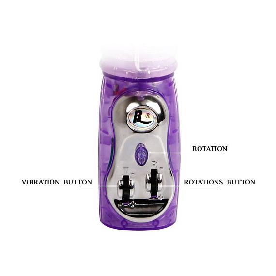 Фиолетовый вибратор-ротатор Amos с клиторальной птичкой - 30 см. - фото 5