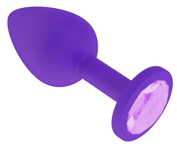 Фиолетовая силиконовая пробка с сиреневым кристаллом - 7,3 см. - силикон