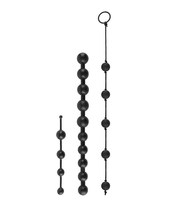 Набор из 3 различных по длине и диаметру силиконовых анальных цепочек - силикон