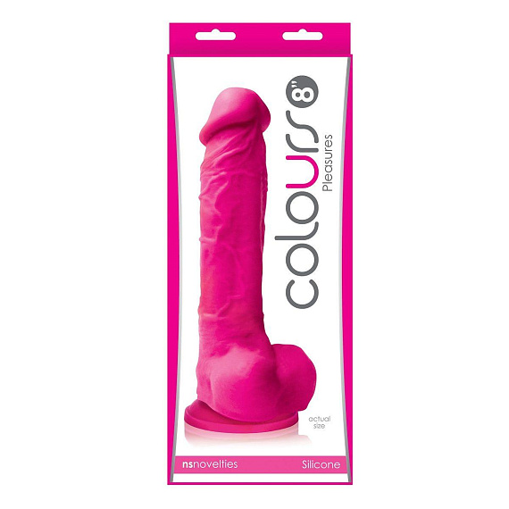 Розовый фаллоимитатор Colours Pleasures 8  Dildo - 24,8 см. - силикон