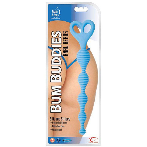 Голубые анальные бусы TLC Bum Buddies Anal Beads - 26,7 см. - силикон