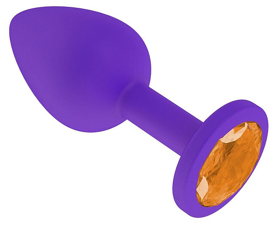Фиолетовая силиконовая пробка с оранжевым кристаллом - 7,3 см. - силикон