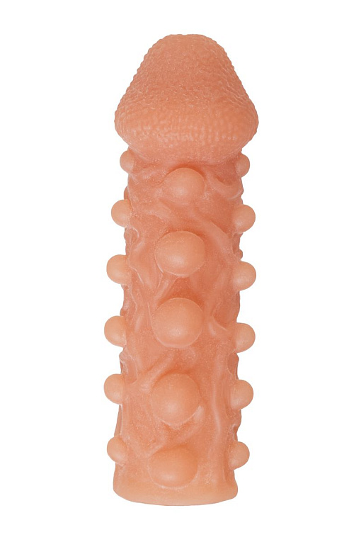 Телесная закрытая насадка с шариками Cock Sleeve 010 Size S - 13,8 см. от Intimcat