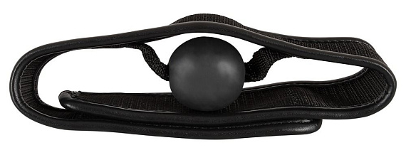 Чёрный кляп-шар Bad Kitty на широком ремне - термопластичный эластомер (TPE)