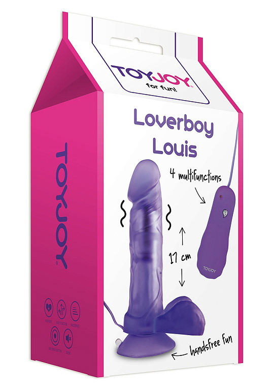 Фиолетовый вибратор на присоске LOVERBOY LOUIS - 16,5 см. - поливинилхлорид (ПВХ, PVC)