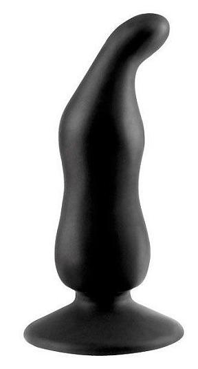 Черная силиконовая анальная втулка с тонким кончиком - 9,5 см.