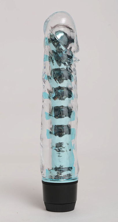 Прозрачно-голубой вибратор с пупырышками - 17,5 см. от Intimcat