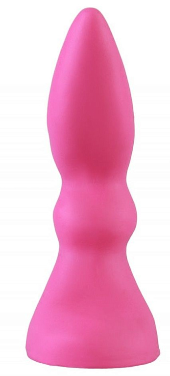 Розовая изогнутая анальная пробка - 10 см. - ПВХ-силикон
