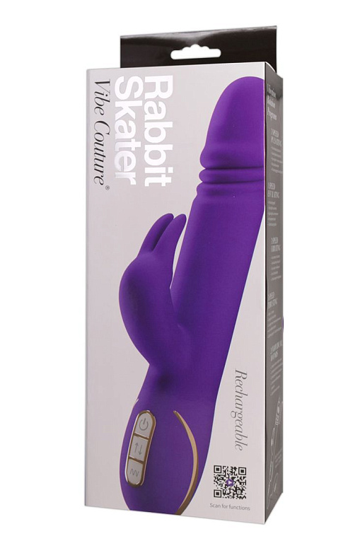 Фиолетовый вибратор с выпуклой головкой и стимулятором клитора Rabbit Skater - 23 см. - силикон