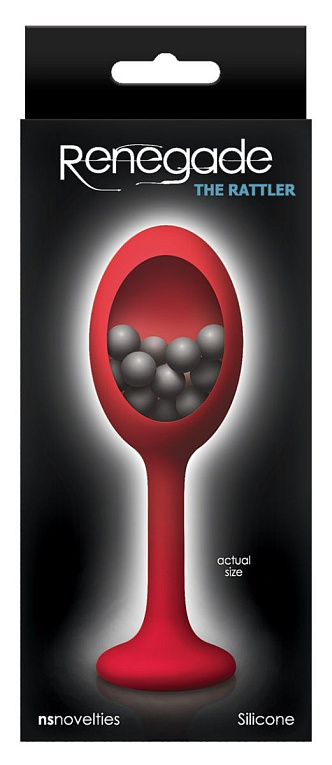 Красная анальная пробка с шариками внутри Rattler - 12,7 см. - силикон
